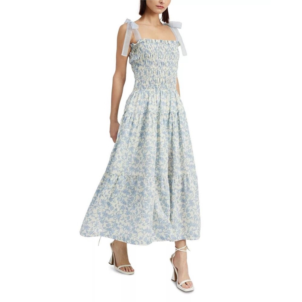 En Saison Light Blue Floral Midi Dress